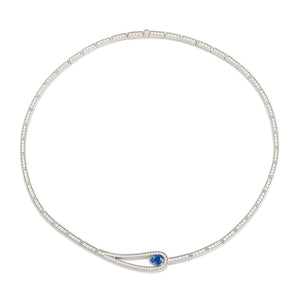 Platinum Diamond & Pear Shape Madagascar Sapphire Collar