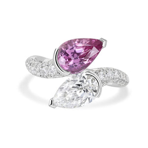 Pearfection Platinum Diamond & Pink Sapphire Ring