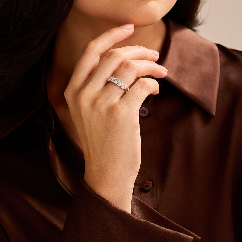 Carat Collection Platinum Marquise Diamond Eternity Ring at David M Robinson