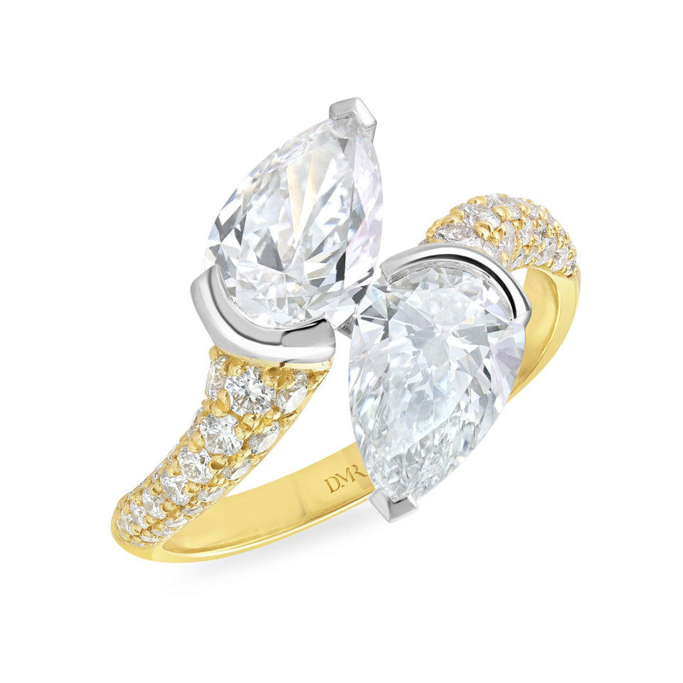 Pearfection 18ct Yellow Gold & Platinum Diamond Ring at David M Robinson
