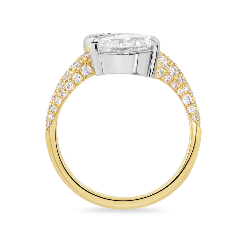 Pearfection 18ct Yellow Gold & Platinum Diamond Ring at David M Robinson