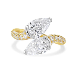 Pearfection Yellow Gold & Platinum Diamond Ring
