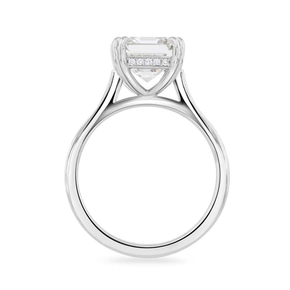 Platinum Emerald Cut Diamond Solitaire Engagement Ring