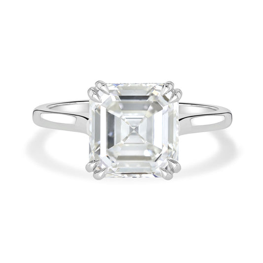 Platinum Emerald Cut Diamond Solitaire Engagement Ring at DMR