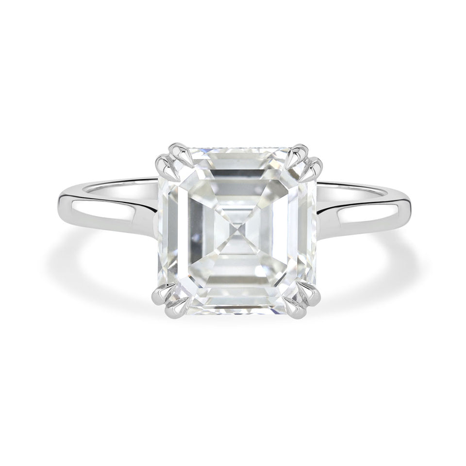 Platinum Emerald Cut Diamond Solitaire Engagement Ring at DMR