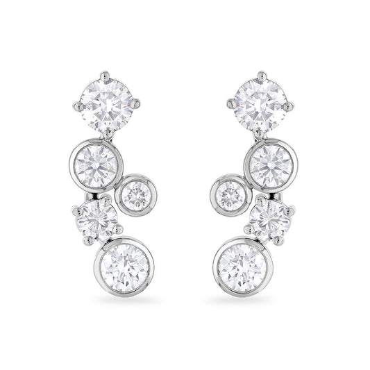 White Gold Diamond Drop Earrings at DMR