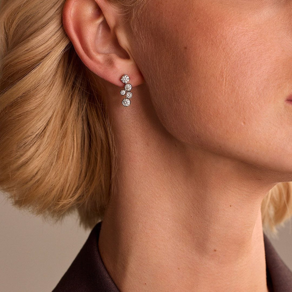 White Gold Diamond Drop Earrings at DMR