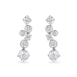 18ct White Gold Round Brilliant Cut Diamond Drop Earrings