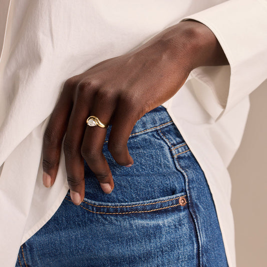 Making Waves Yellow Gold Diamond Ring at David M Robinson