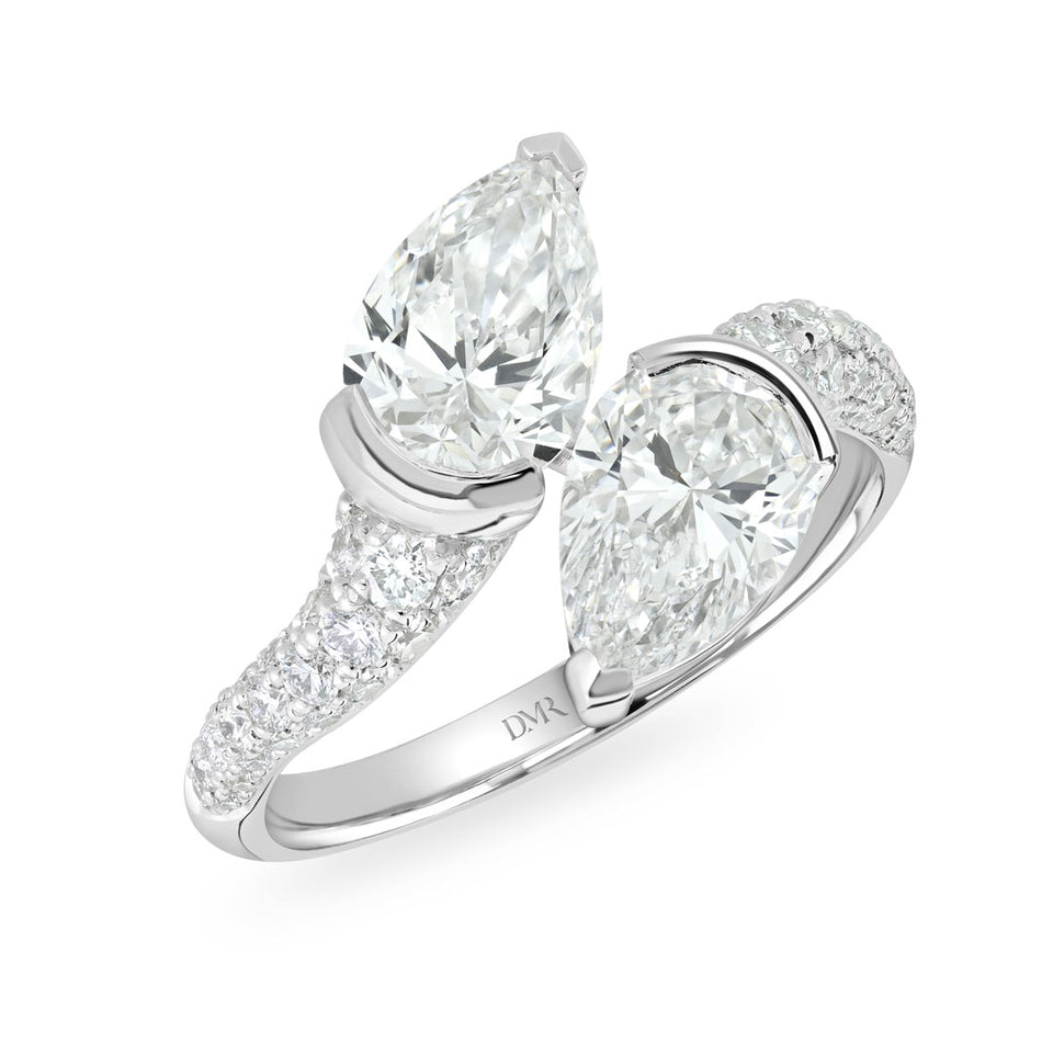 Pearfection Platinum Diamond Ring