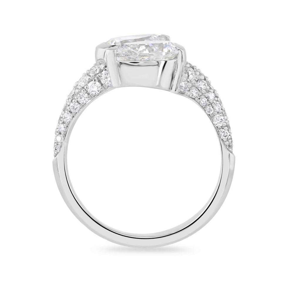 Pearfection Platinum Diamond Ring