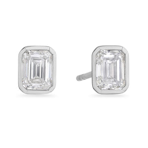 Day Diamonds Platinum Emerald Cut Diamond Stud Earrings