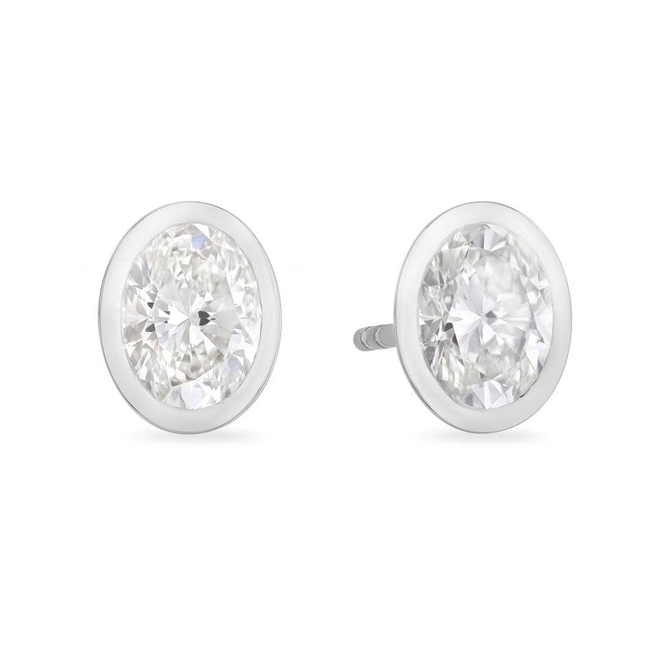 Day Diamonds Platinum Oval Cut Diamond Stud Earrings at David M Robinson