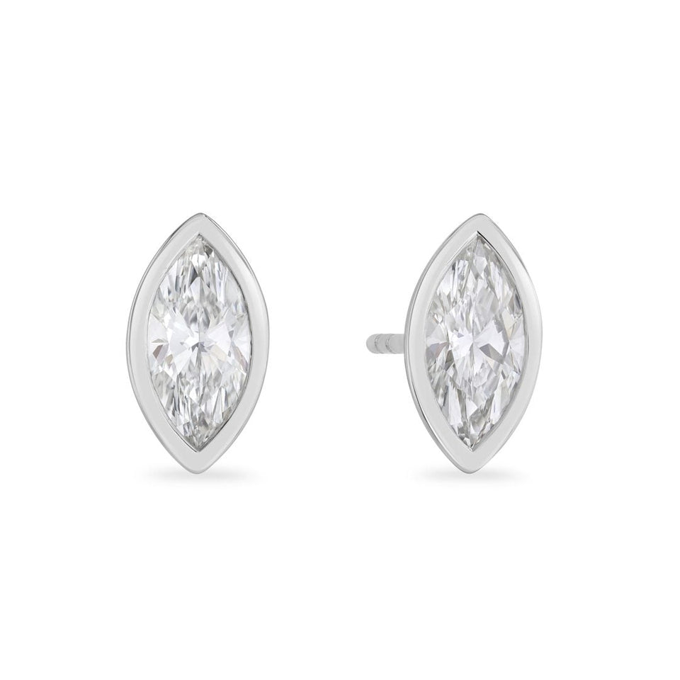 Day Diamonds Platinum Marquise Cut Diamond Stud Earrings at David M Robinson
