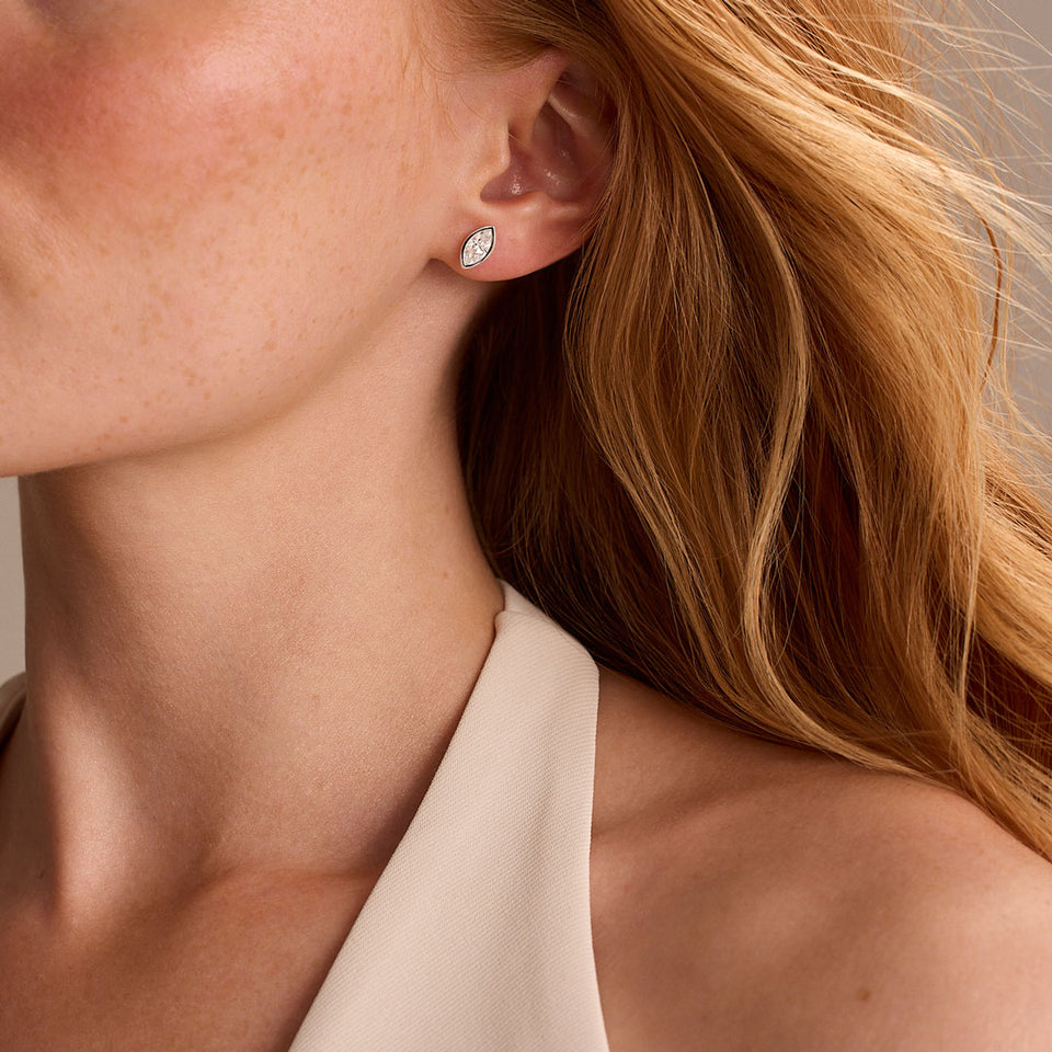 Day Diamonds Platinum Marquise Cut Diamond Stud Earrings at David M Robinson