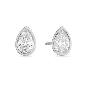 Day Diamonds Platinum Pear Shape Diamond Stud Earrings