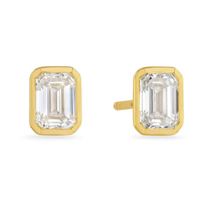 Day Diamonds Yellow Gold Emerald Cut Diamond Stud Earrings