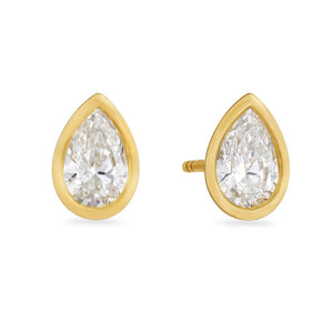Day Diamonds Yellow Gold Pear Shape Diamond Stud Earrings
