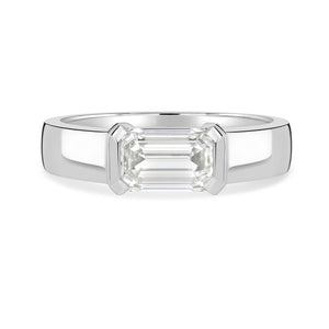 Platinum Emerald Cut Diamond Solitaire Engagement Ring