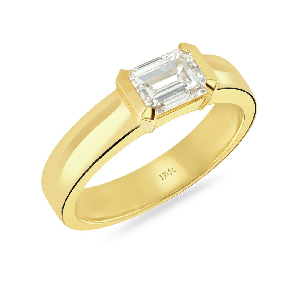 Signature 18ct Yellow Gold Emerald Cut Diamond Ring at David M Robinson