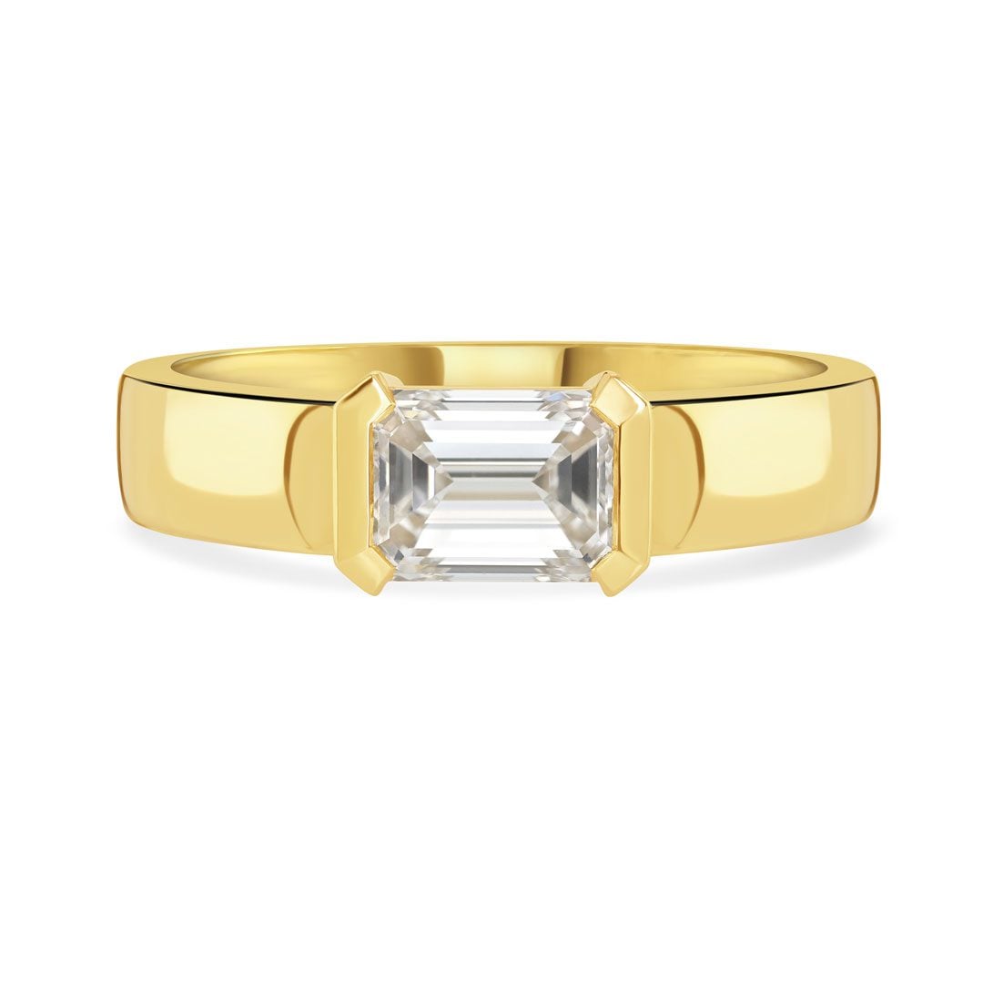 Signature 18ct Yellow Gold Emerald Cut Diamond Ring at David M Robinson