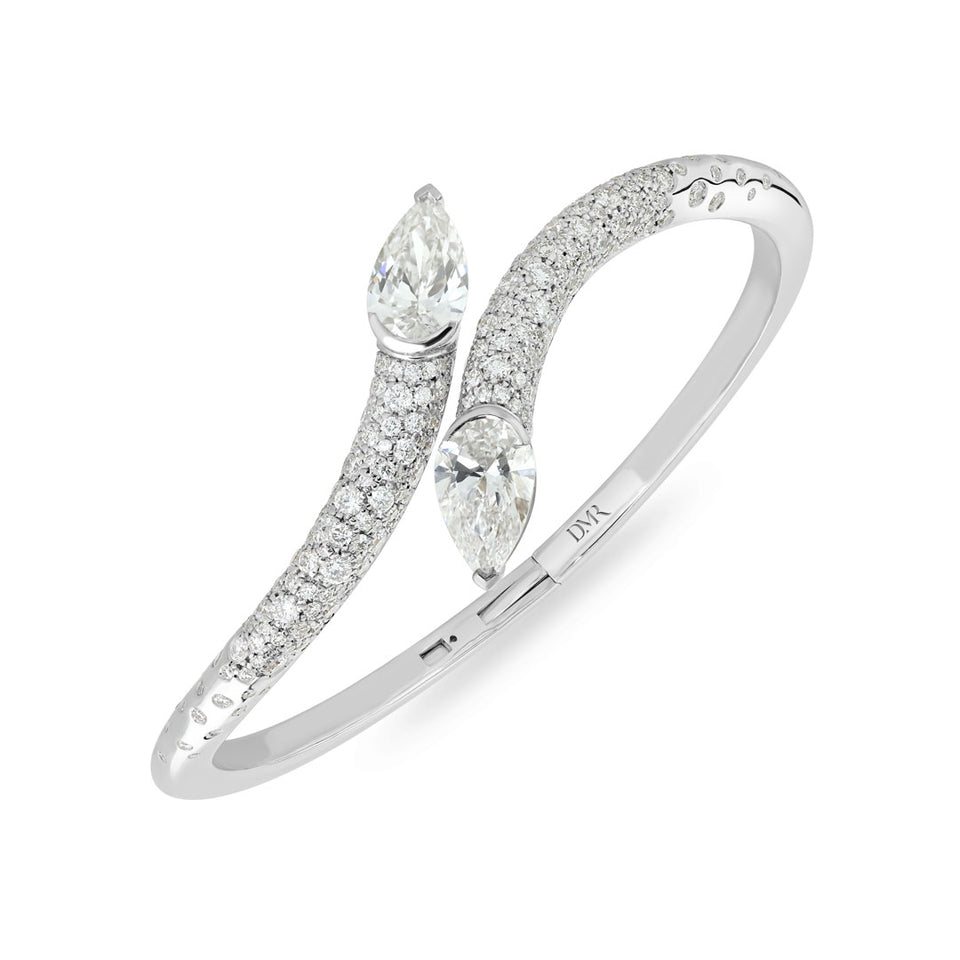 Pearfection 18ct White Gold Pear Shape Diamond Bangle at David M Robinson
