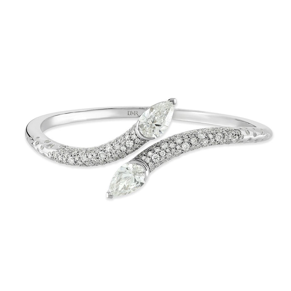 Pearfection 18ct White Gold Pear Shape Diamond Bangle at David M Robinson