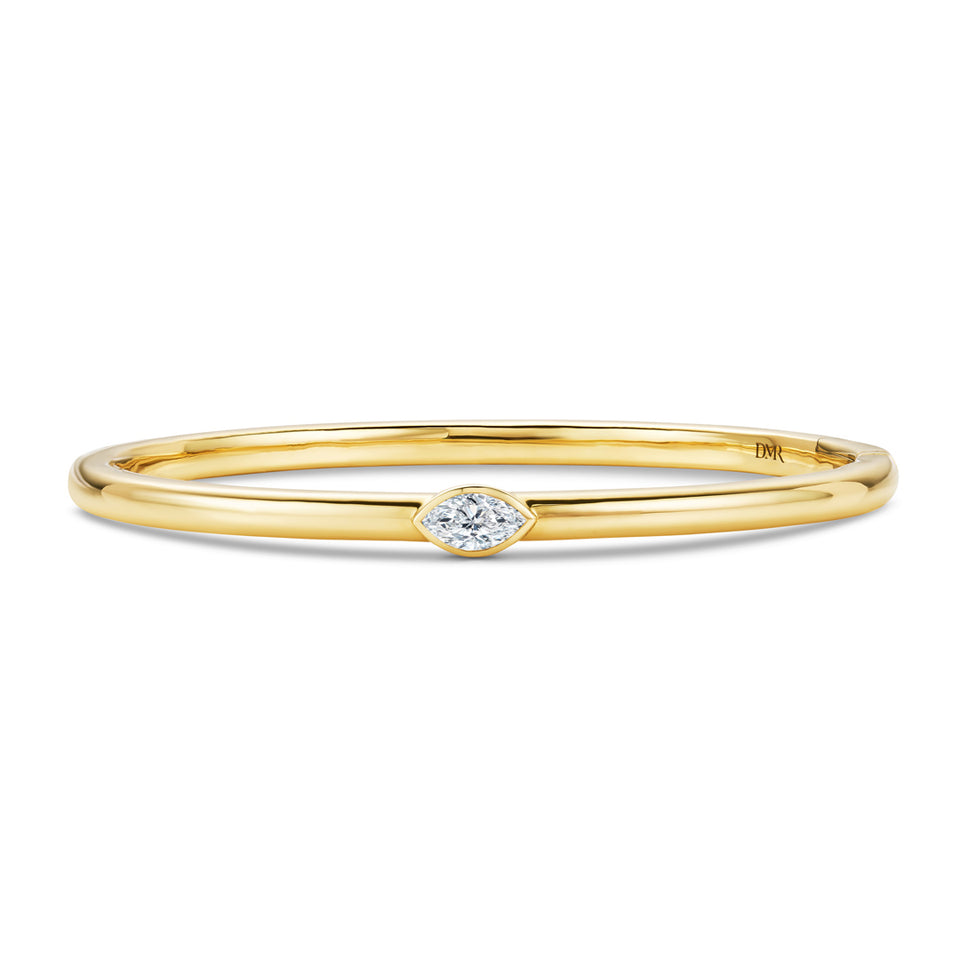 Day Diamonds 18ct Yellow Gold Marquise Cut Diamond Solitaire Bangle at David M Robinson
