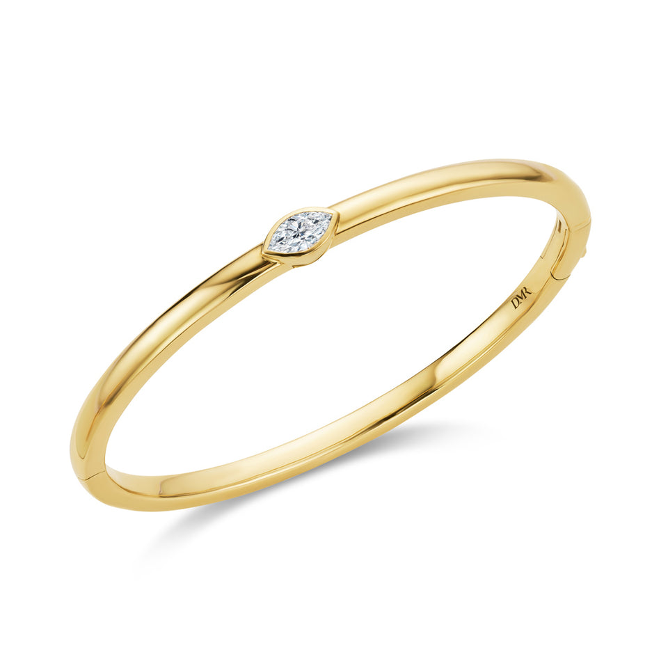 Day Diamonds 18ct Yellow Gold Marquise Cut Diamond Solitaire Bangle at David M Robinson