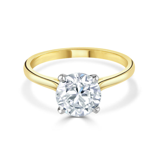 Round Brilliant Cut Yellow Gold Diamond Ring