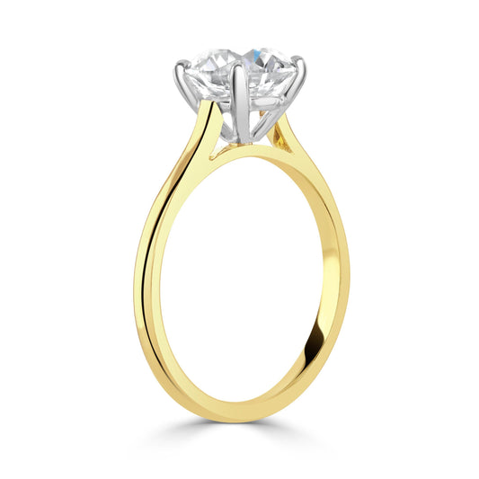 Round Brilliant Cut Yellow Gold Diamond Ring