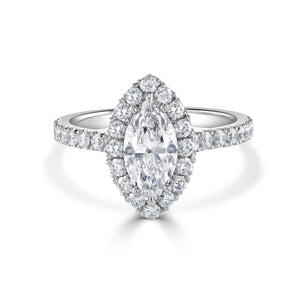 Marquise Cut Halo Set Diamond Ring