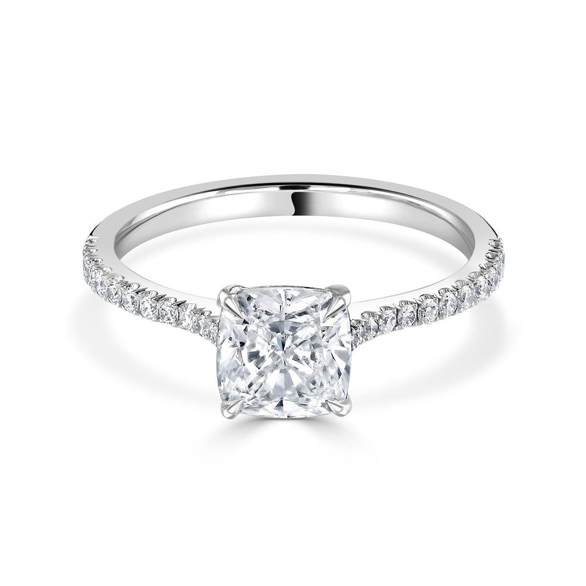 Cushion Cut Platinum Diamond Ring at David M Robinson