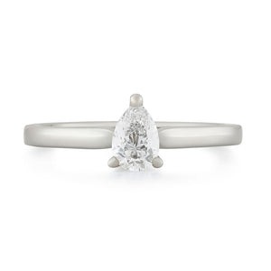 Signature Platinum Pear Shape Diamond Solitaire Ring