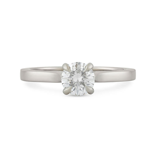 Signature Platinum Round Brilliant Cut Diamond Solitaire Ring at DMR