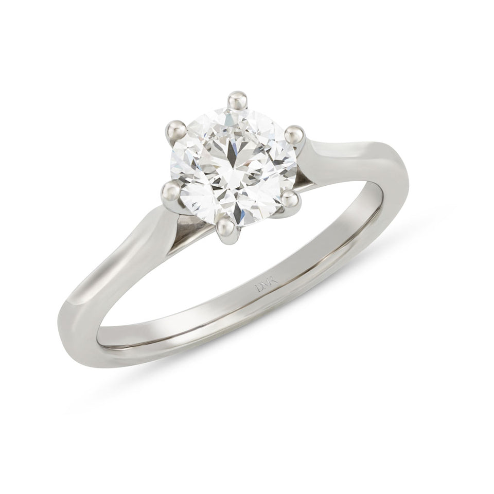 Platinum Round Cut Solitaire Diamond Engagement Ring