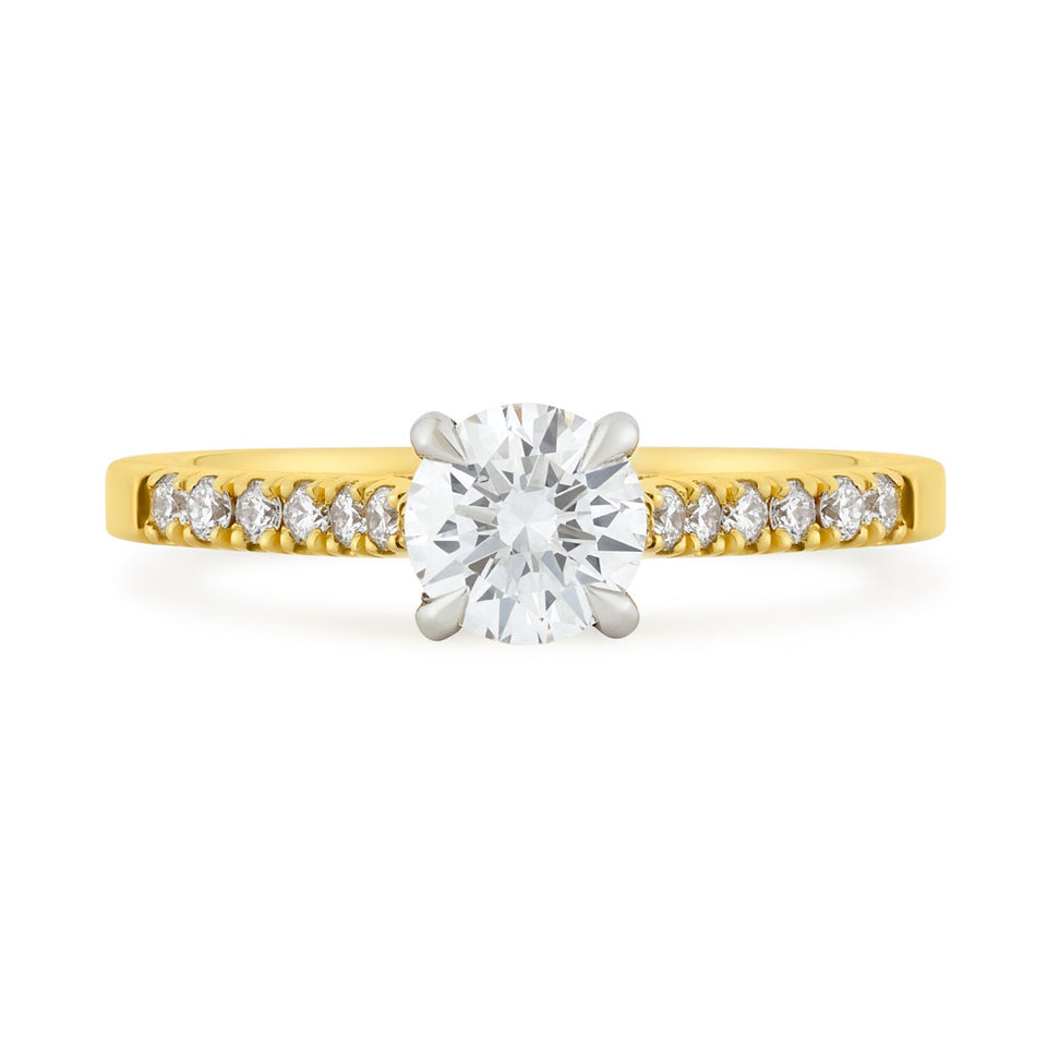 18ct Yellow Gold Round Brilliant Cut Diamond Engagement Ring at David M Robinson