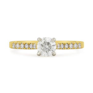 Yellow Gold Round Brilliant Cut Diamond Solitaire Engagement Ring