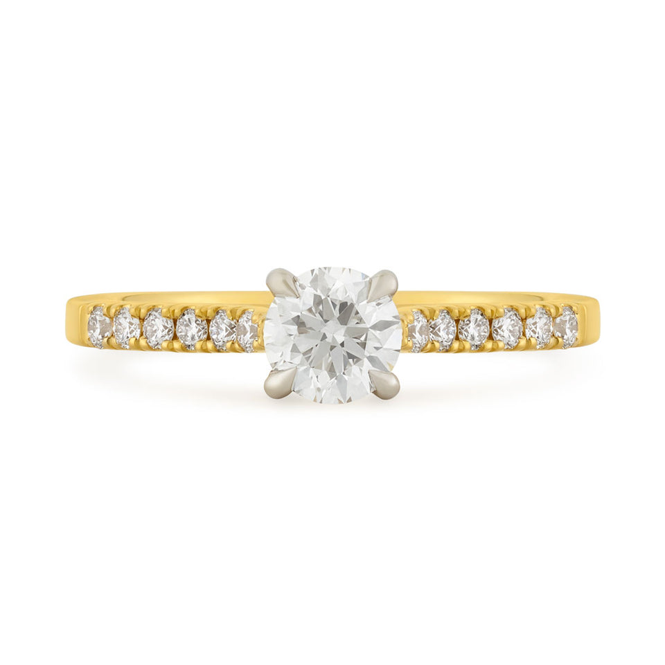 18ct Yellow Gold Round Brilliant Cut Diamond Solitaire Engagement Ring at David M Robinson