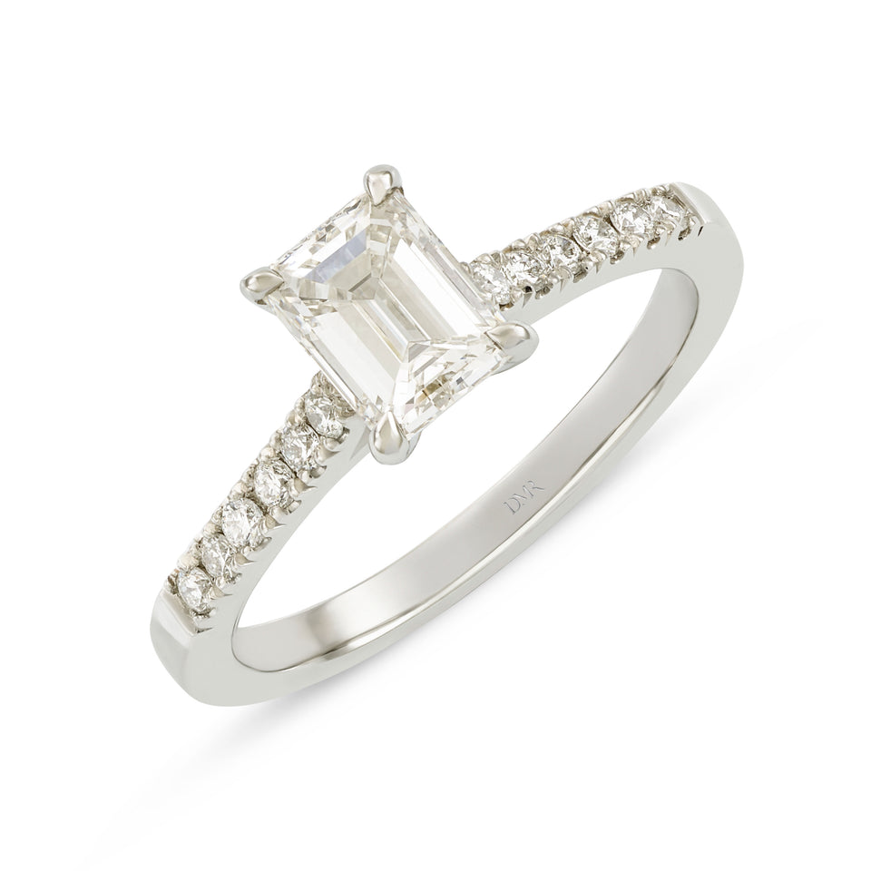 Signature Platinum Emerald Cut Diamond Ring