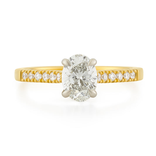 18ct Yellow Gold & Platinum Oval Cut Diamond Solitaire Ring at David M Robinson