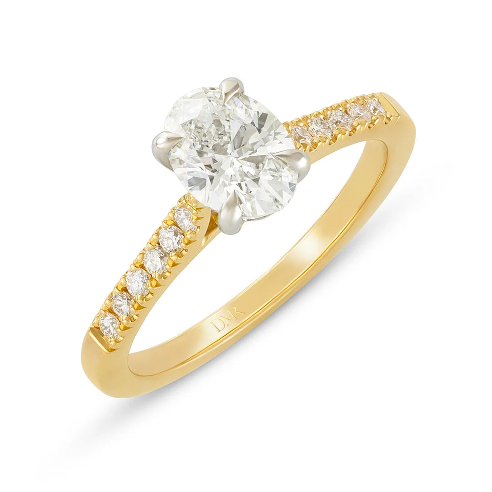 18ct Yellow Gold & Platinum Oval Cut Diamond Solitaire Ring at David M Robinson