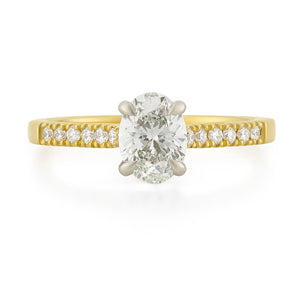 Yellow Gold & Platinum Oval Cut Diamond Solitaire Ring