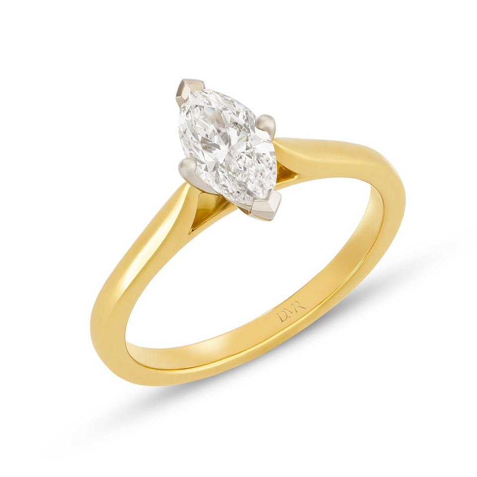 18ct Yellow Gold Marquise Cut Diamond Engagement Ring at David M Robinson