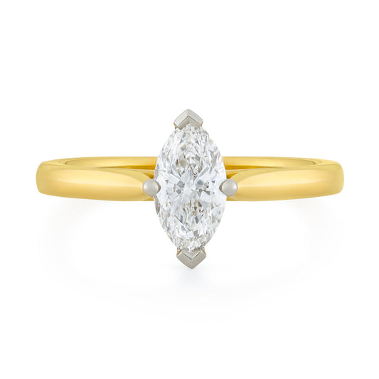 18ct Yellow Gold Marquise Cut Diamond Engagement Ring at David M Robinson