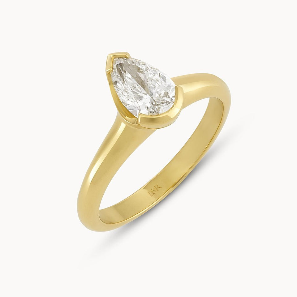 Alina 18ct Yellow Gold Pear Shape Diamond Solitaire Ring at David M Robinson