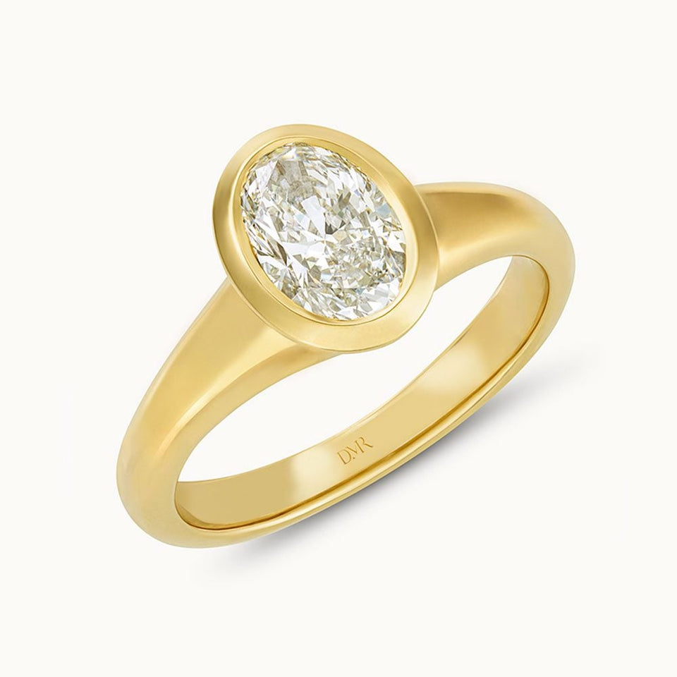 Alina 18ct Yellow Gold Oval Cut Diamond Solitaire Ring at David M Robinson