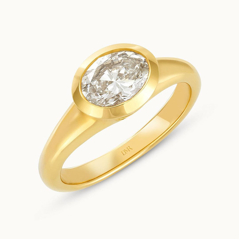Alina 18ct Yellow Gold Oval Cut Diamond Solitaire Ring at David M Robinson