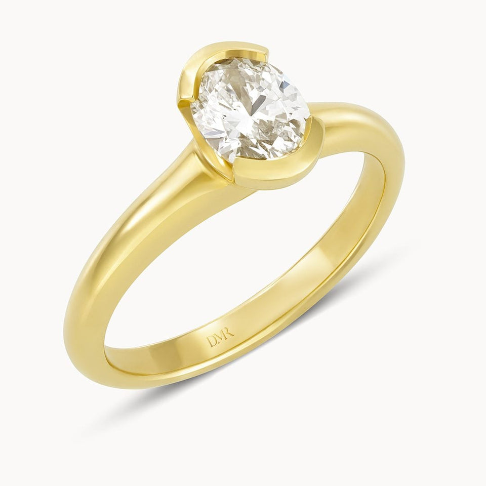 Alina 18ct Yellow Gold Oval Cut Diamond Solitaire Ring at David M Robinson