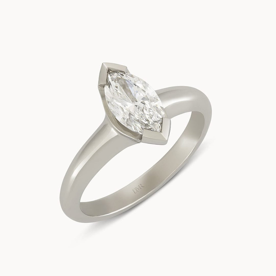 Alina Platinum Marquise Cut Diamond Solitaire Ring at David M Robinson